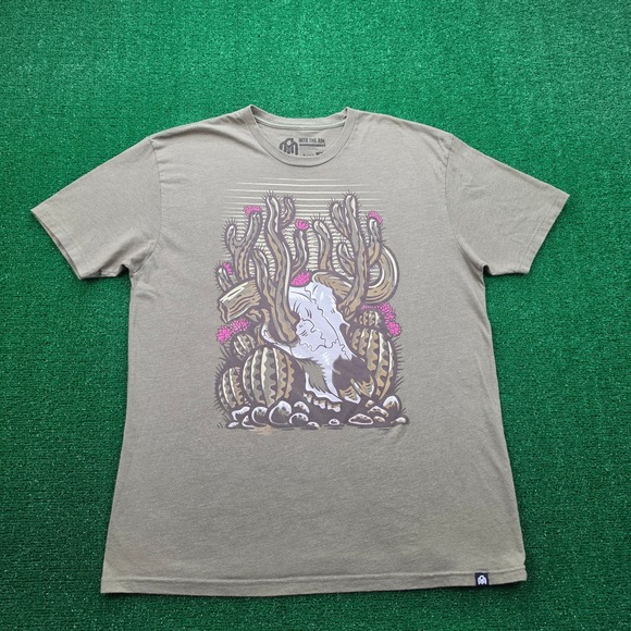 Into The Am Other - Into The AM Shirt Mens XL Military Green Desert Cow Skull Cactus Graphic Tee